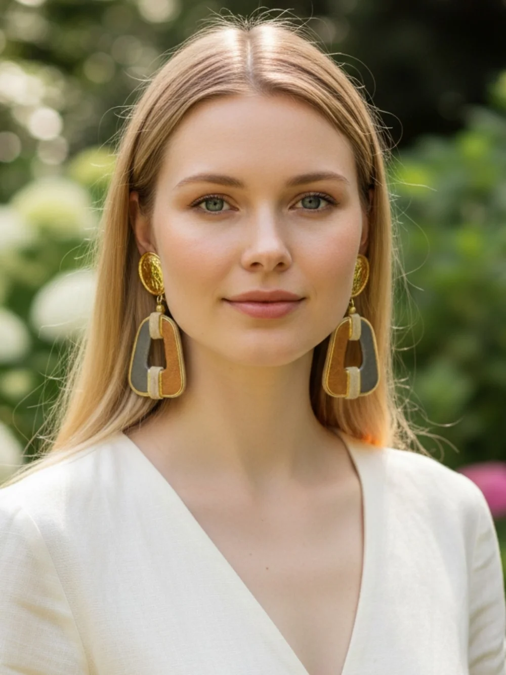 Vintage Gold-Tone Color Drop Clip On Earrings - Unbranded